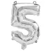 Numerosi palloncini in lamina color argento – numero 5, 32 cm