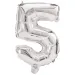 Numerosi palloncini in lamina color argento – numero 5, 86 cm