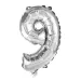 Numerosi palloncini in lamina color argento – numero 9, 32 cm