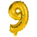Numerosi palloncini in lamina color oro – numero 9, 32 cm