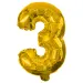 Numerosi palloncini in lamina color oro - numero 3, 86 cm