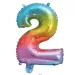 Numerosi palloncini in lamina metallizzata arcobaleno - numero 2, 34 cm