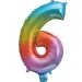 Numerosi palloncini in lamina metallizzata arcobaleno - numero 6, 34 cm