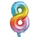 Numerosi palloncini in lamina metallizzata arcobaleno - numero 8, 34 cm