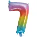 Numerosi palloncini in lamina metallizzata color arcobaleno - numero 7, 34 cm