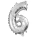 Numerosi palloncini in mylar color argento – numero 6, 32 cm