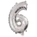 Numerosi palloncini in mylar color argento – numero 6, 86 cm