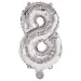 Numerosi palloncini in mylar color argento – numero 8, 86 cm