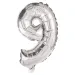 Numerosi palloncini in mylar color argento – numero 9, 86 cm