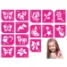 Pacchetto di 15 stencil per tatuaggi glitterati per ragazze