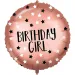 Palloncino in foil per compleanno – con scritta "Birthday Girl", rosa oro con stelle, 46 cm