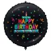 Palloncino in foil per compleanno - con scritta "Happy Birthday", con torta e coriandoli, su sfondo nero, 46 cm