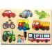 Puzzle di forme con veicoli in legno