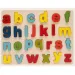 Puzzle in legno colorato con forme ad incastro, alfabeto minuscolo, set da 26 pezzi.