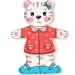Puzzle in legno con gattino da vestire, 18 pezzi - Woodyland