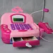Registratore di cassa elettrico rosa con funzioni, denaro finto e suoni
