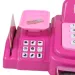 Registratore di cassa giocattolo rosa con bilancia, soldi finti e suoni, 27 cm