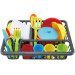 Set da cucina colorato di pentole e stoviglie con scolapiatti, 28 pezzi, 255 x 18 cm