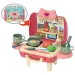 Set da cucina in valigia pieghevole rosa, set da 25 pezzi