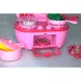 Set da cucina rosa con registratore di cassa elettrico, bancone e accessori