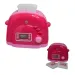 Set da cucina rosa con registratore di cassa elettrico, bancone e accessori