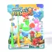 Set da pesca in plastica con due canne da pesca e animali marini
