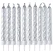 Set di 10 candele argentate ritorte