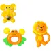 Set di 3 sonagli e dentaruoli per bambini a forma di animali