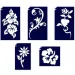 Set di 5 stencil per tatuaggi glitterati a forma di fiore