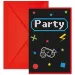 Set di 6 inviti per festa a tema gamer con buste