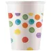 Set di 8 bicchieri di carta a pois colorati da 200 ml