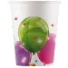 Set di 8 bicchieri di carta con palloncini colorati 200ml