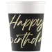 Set di 8 bicchieri di carta eleganti con la scritta "Happy Birthday" da 200 ml