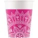 Set di 8 bicchieri di carta mandala fucsia-bianco da 200 ml