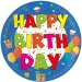 Set di 8 piatti da festa con la scritta "Buon Compleanno"