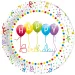 Set di 8 piatti di carta colorati con la scritta "Happy Birthday"