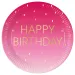 Set di 8 piatti di carta rosa con la scritta "Happy Birthday" 23 cm