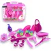 Set di bellezza con accessori da parrucchiere, scarpe e orecchini in borsa