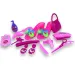 Set di bellezza con accessori da parrucchiere, scarpe e orecchini in borsa