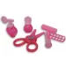 Set di bellezza rosa da 10 pezzi con forbici, asciugacapelli e accessori