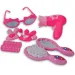 Set di bellezza rosa da 8 pezzi con asciugacapelli, occhiali da sole e accessori