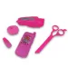 Set di bellezza rosa da 8 pezzi con telefono, forbici e accessori.