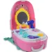 Set di bellezza rosa in zaino con trucchi giocattolo, specchio e accessori