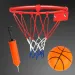 Set di canestro da basket in metallo con rete colorata, palla e pompa da 22 cm
