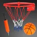 Set di canestro da basket in metallo con rete colorata, palla e pompa da 24 cm