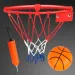 Set di canestro da basket in metallo con rete colorata, palla e pompa da 26 cm