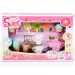 Set di dolci con gelato e servizio da tè
