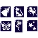 Set di stencil per mini tatuaggi glitter da bambina, 6 pezzi