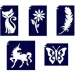 Set di stencil per tatuaggi glitter mini per ragazze con unicorno, 5 pezzi