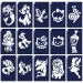 Set di stencil per tatuaggi glitterati a tema fiabesco per ragazze, 15 pezzi